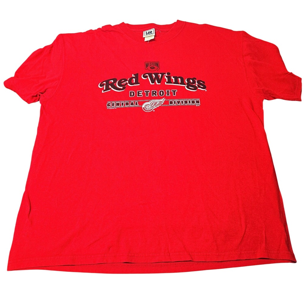 Vintage 90s DETROIT RED WINGS Central‎ Division T-Shirt XL Lee Sport NHL